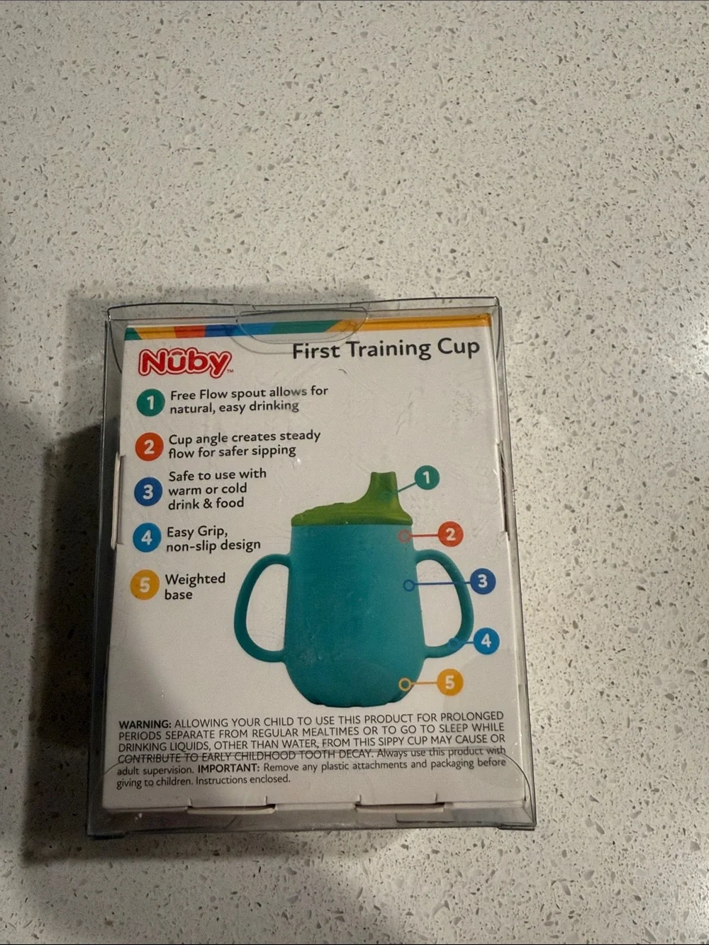 Nuby First Training Cup - White with Red Lid 6+M
